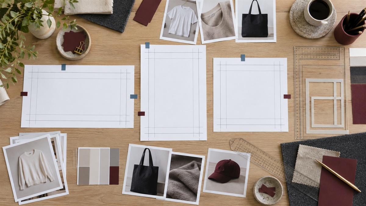 Planning detail-page layouts and product shots for different frame sizes