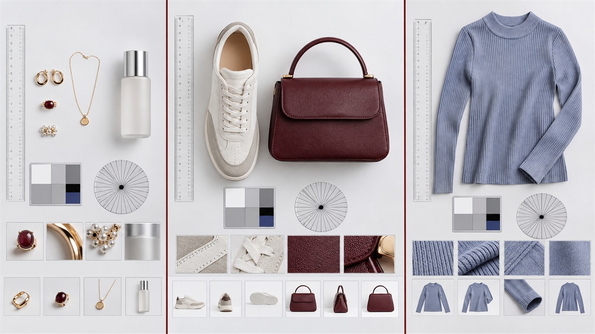 Comparing shot and asset matrices for jewelry, footwear, and apparel